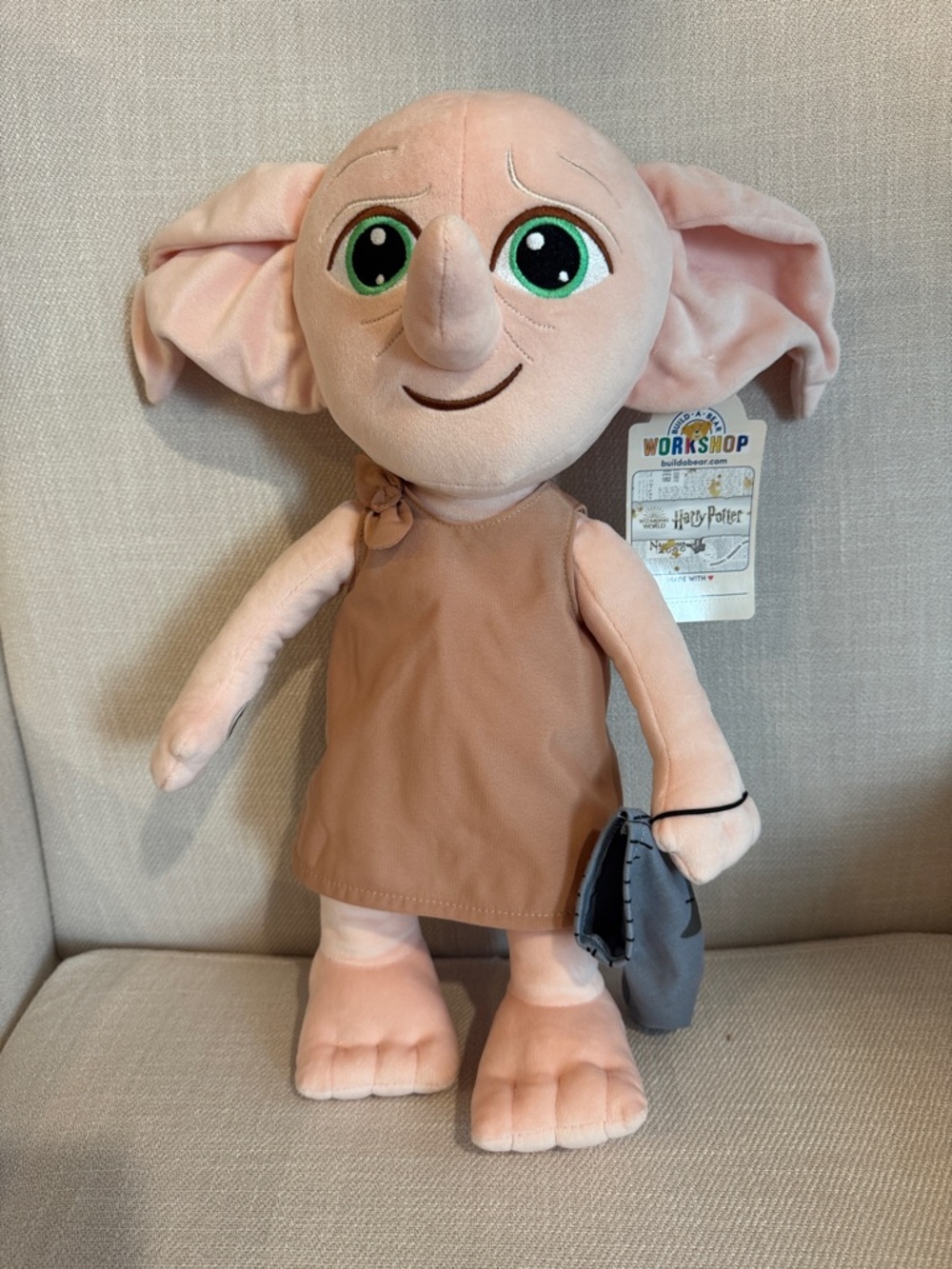 Build-A-Bear Harry Potter Dobby with sock.  SOUND NOT WORKING
